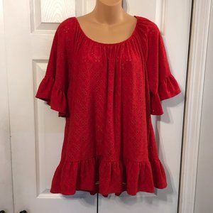 Perceptions Ruffle Blouse Burnt Orange